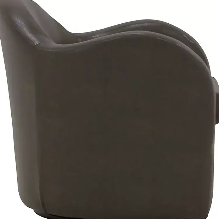 Accent Chairs-Kirklands Home Max Charcoal Faux Leather Swivel Club Accent Chair Gray