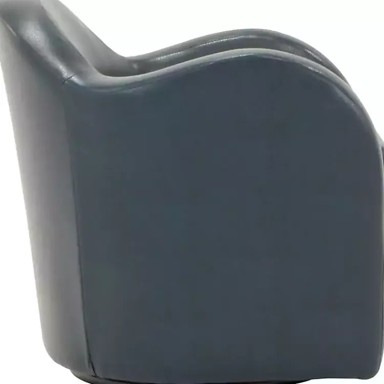 Accent Chairs-Kirklands Home Max Faux Leather Swivel Club Accent Chair Blue