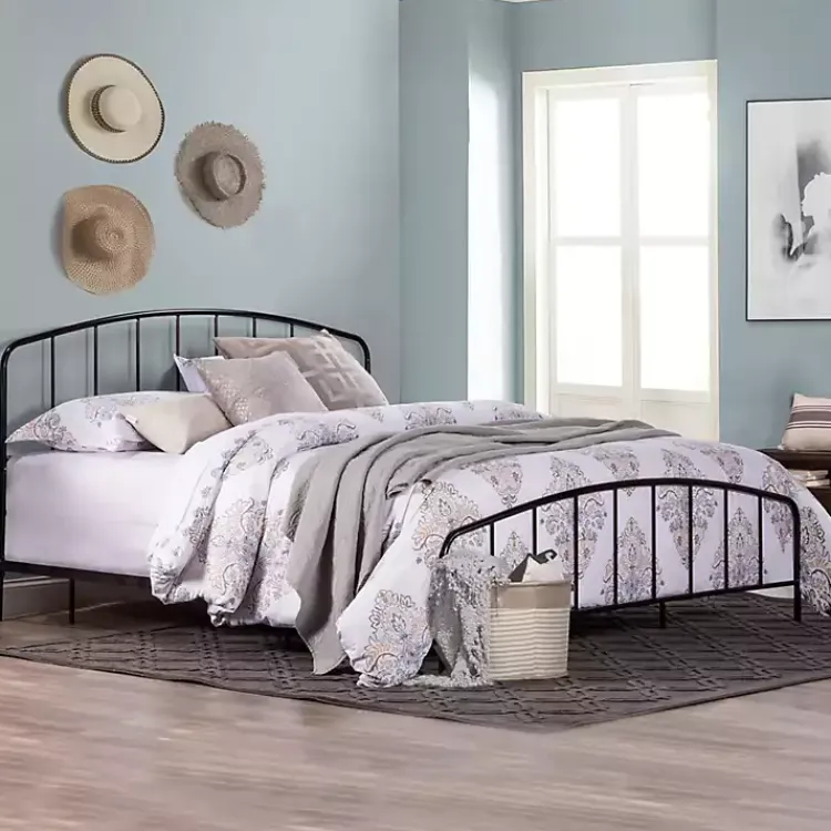 Beds & Headboards-Kirklands Home Satin Metal Spindle King Headboard Set Black