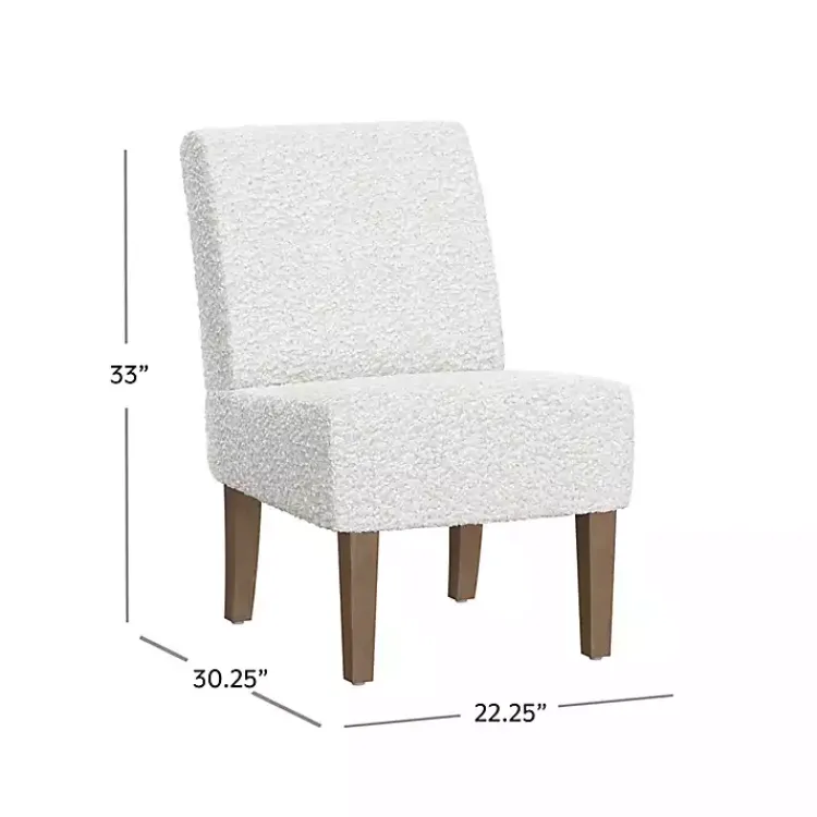 Accent Chairs-Kirklands Home Boucle Slipper Accent Chair White