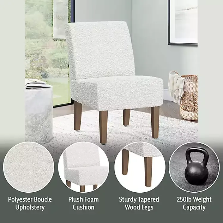 Accent Chairs-Kirklands Home Boucle Slipper Accent Chair White