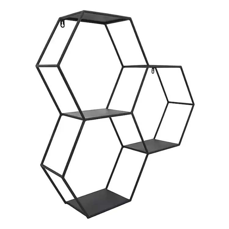 Shelves-Kirklands Home Black Metal Hexagon Wall Shelf