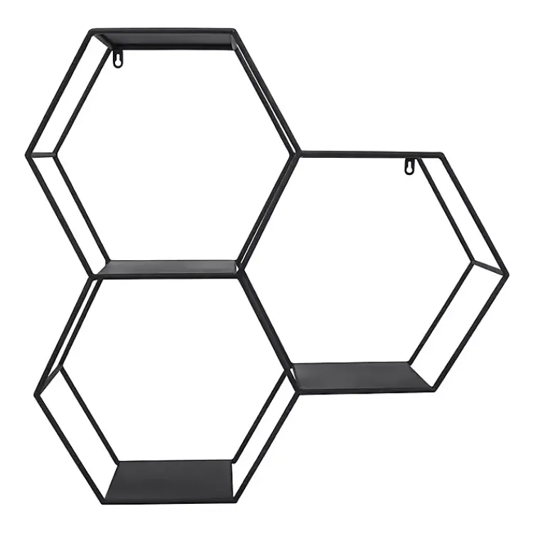 Shelves-Kirklands Home Black Metal Hexagon Wall Shelf