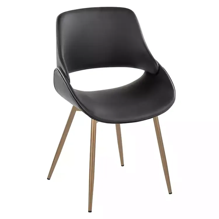 Accent Chairs-Kirklands Home Faux Leather Scooped Accent Chairs, Set of 2 Black