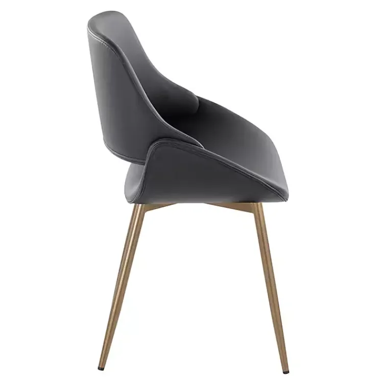 Accent Chairs-Kirklands Home Faux Leather Scooped Accent Chairs, Set of 2 Black