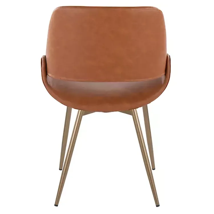 Accent Chairs-Kirklands Home Camel Faux Leather Scooped Accent Chairs, Set of 2 Brown