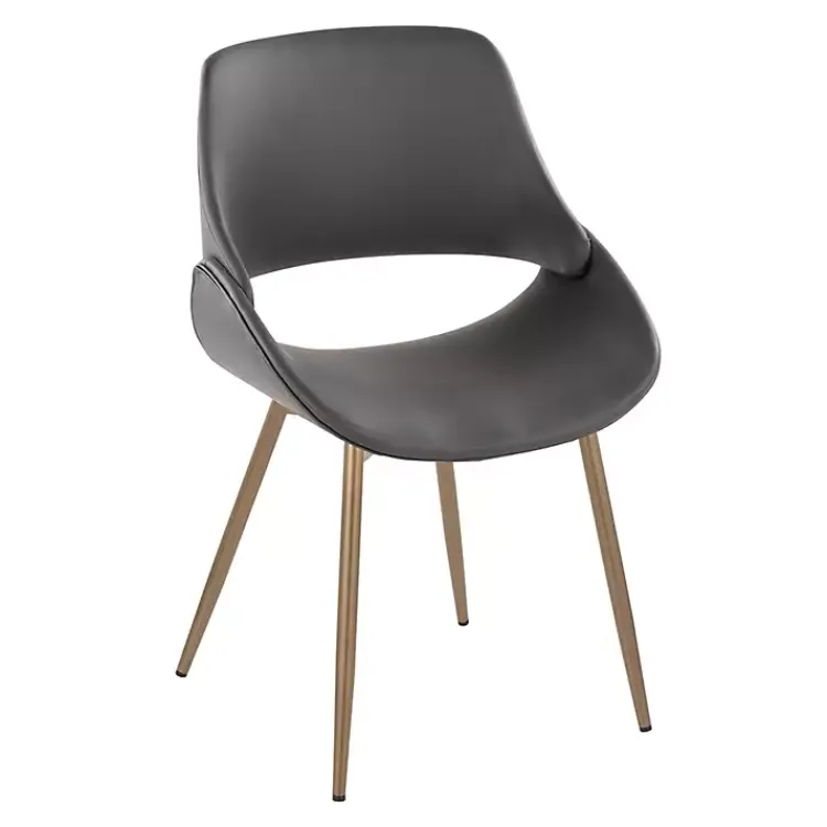 Accent Chairs-Kirklands Home Faux Leather Scooped Accent Chairs, Set of 2 Gray