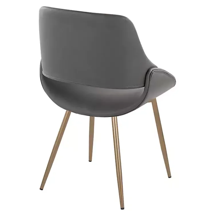 Accent Chairs-Kirklands Home Faux Leather Scooped Accent Chairs, Set of 2 Gray