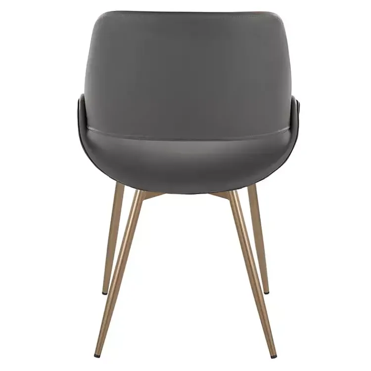 Accent Chairs-Kirklands Home Faux Leather Scooped Accent Chairs, Set of 2 Gray