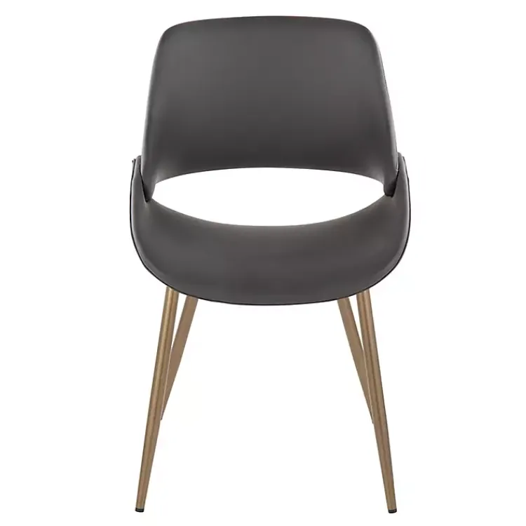 Accent Chairs-Kirklands Home Faux Leather Scooped Accent Chairs, Set of 2 Gray