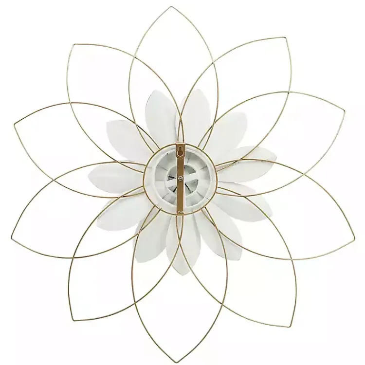 Wall Plaques-Kirklands Home White and Gold Metal Flower Wall Plaque
