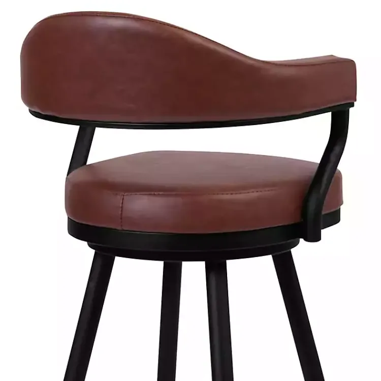 Bar Stools & Counter Height Stools-Kirklands Home Coffee Faux Leather Justin Swivel Counter Stool Brown