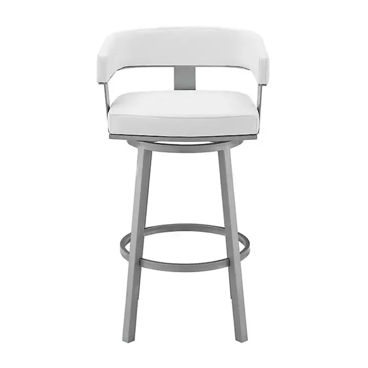Bar Stools & Counter Height Stools-Kirklands Home Faux Leather Lorin Swivel Counter Stool White