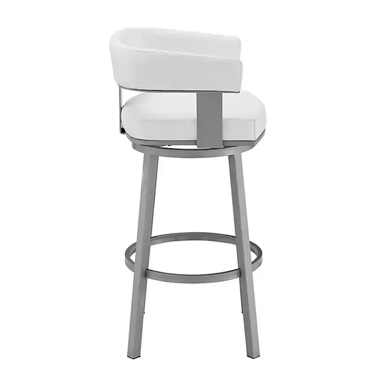 Bar Stools & Counter Height Stools-Kirklands Home Faux Leather Lorin Swivel Counter Stool White
