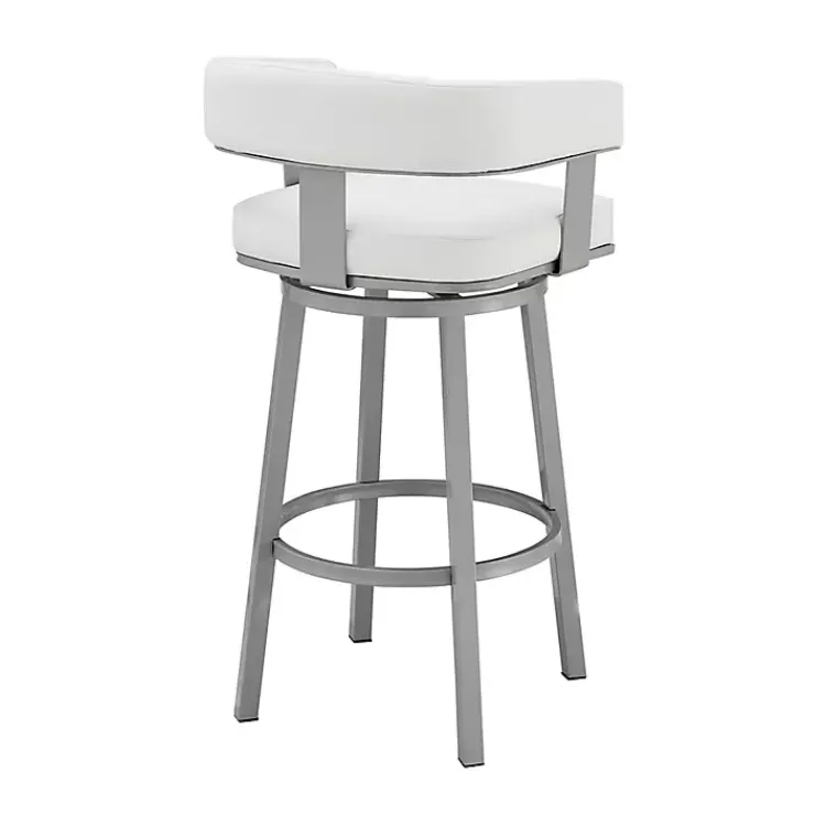 Bar Stools & Counter Height Stools-Kirklands Home Faux Leather Lorin Swivel Counter Stool White