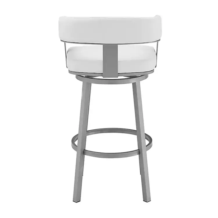 Bar Stools & Counter Height Stools-Kirklands Home Faux Leather Lorin Swivel Counter Stool White