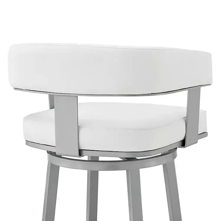 Bar Stools & Counter Height Stools-Kirklands Home Faux Leather Lorin Swivel Counter Stool White
