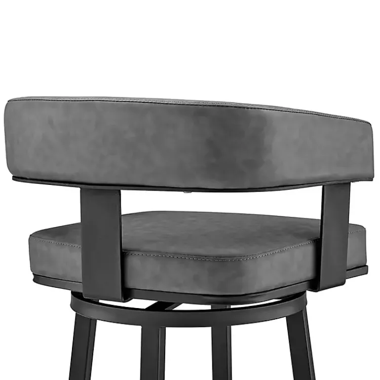 Bar Stools & Counter Height Stools-Kirklands Home Faux Leather Lorin Swivel Counter Stool Gray