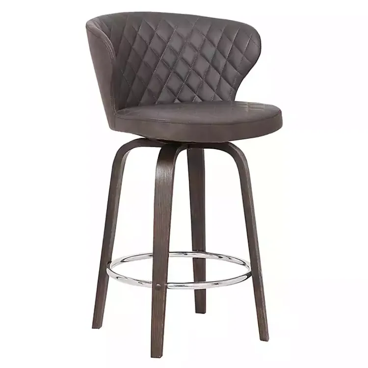 Bar Stools & Counter Height Stools-Kirklands Home Faux Leather Mynette Swivel Stool, 36 in. Brown