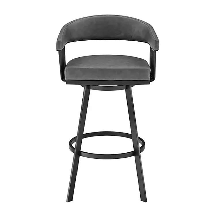 Bar Stools & Counter Height Stools-Kirklands Home Faux Leather Chelsea Swivel Bar Stool Gray