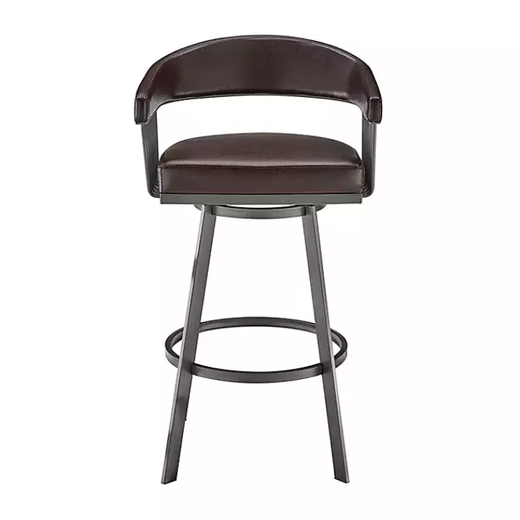 Bar Stools & Counter Height Stools-Kirklands Home Faux Leather Chelsea Swivel Bar Stool Brown