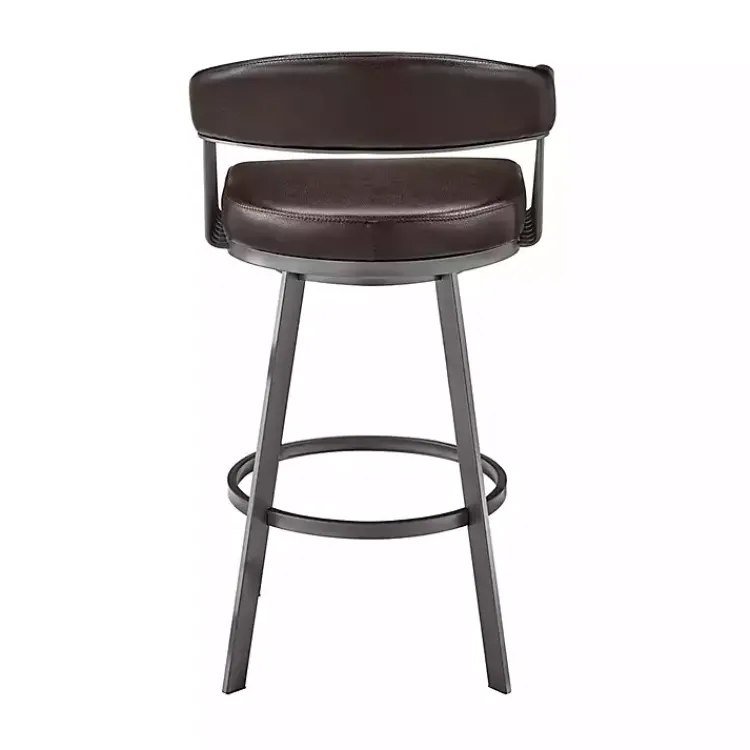 Bar Stools & Counter Height Stools-Kirklands Home Faux Leather Chelsea Swivel Bar Stool Brown