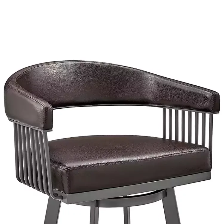 Bar Stools & Counter Height Stools-Kirklands Home Faux Leather Chelsea Swivel Bar Stool Brown