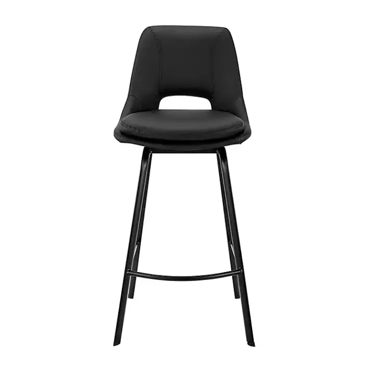 Bar Stools & Counter Height Stools-Kirklands Home Faux Leather Carise Swivel Bar Stool Black