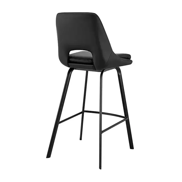 Bar Stools & Counter Height Stools-Kirklands Home Faux Leather Carise Swivel Bar Stool Black