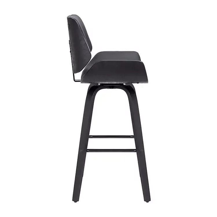 Bar Stools & Counter Height Stools-Kirklands Home Faux Leather Tyler Swivel Bar Stool Gray