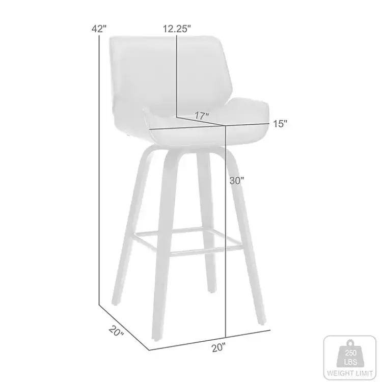 Bar Stools & Counter Height Stools-Kirklands Home Faux Leather Tyler Swivel Bar Stool Gray