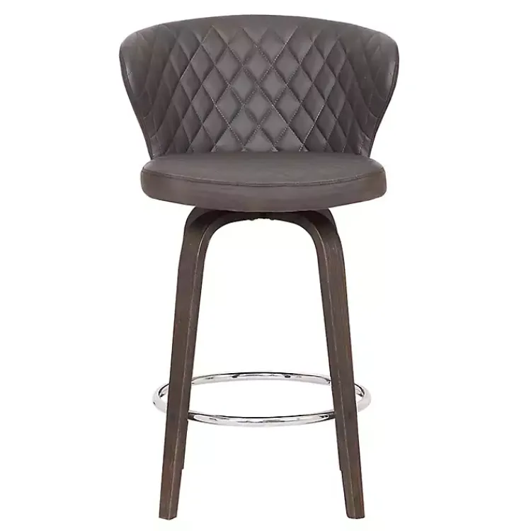 Bar Stools & Counter Height Stools-Kirklands Home Faux Leather Mynette Swivel Stool, 40 in. Brown