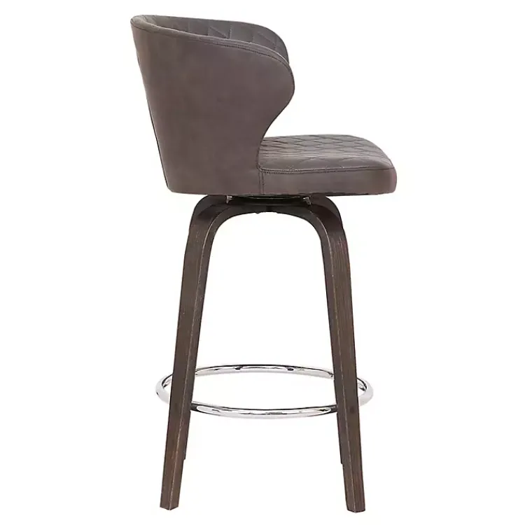 Bar Stools & Counter Height Stools-Kirklands Home Faux Leather Mynette Swivel Stool, 40 in. Brown
