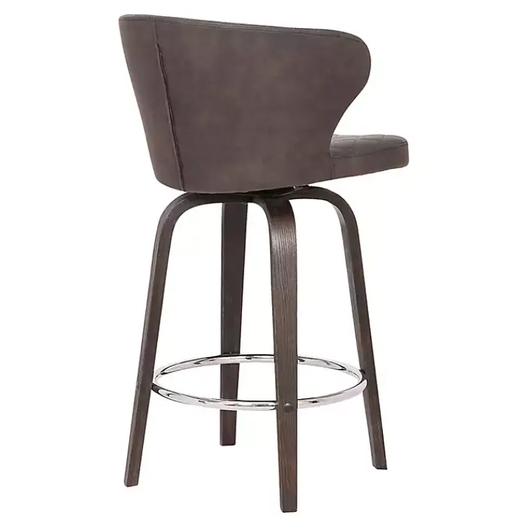 Bar Stools & Counter Height Stools-Kirklands Home Faux Leather Mynette Swivel Stool, 40 in. Brown