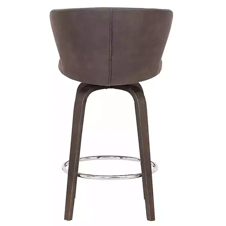 Bar Stools & Counter Height Stools-Kirklands Home Faux Leather Mynette Swivel Stool, 40 in. Brown