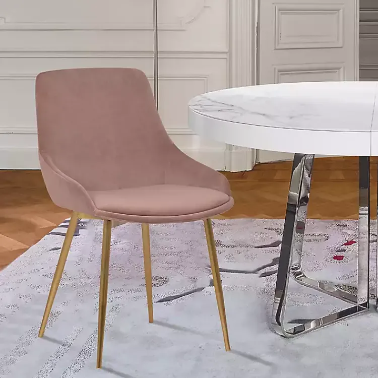 Dining Chairs-Kirklands Home Blush Velvet Heidi Dining Chair Pink