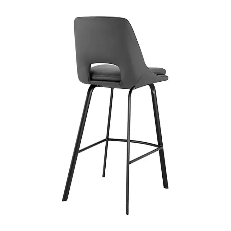 Bar Stools & Counter Height Stools-Kirklands Home Faux Leather Carise Swivel Counter Stool Gray