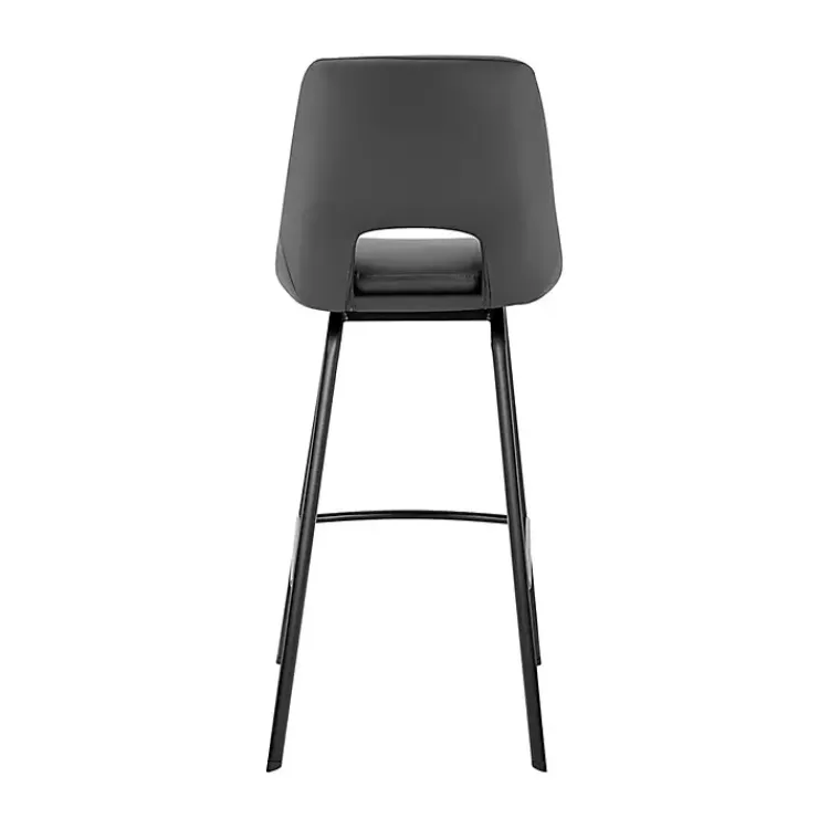 Bar Stools & Counter Height Stools-Kirklands Home Faux Leather Carise Swivel Counter Stool Gray