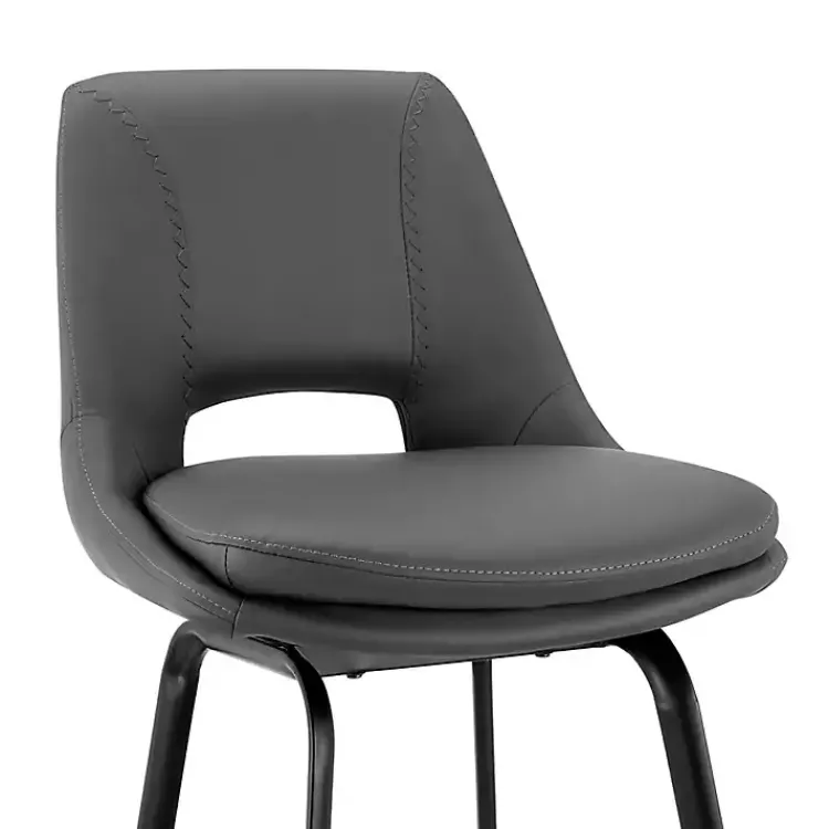 Bar Stools & Counter Height Stools-Kirklands Home Faux Leather Carise Swivel Counter Stool Gray