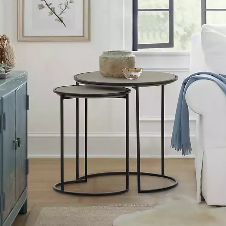 Accent Chairs-Kirklands Home Concrete Nesting Accent Tables, Set of 2 Gray