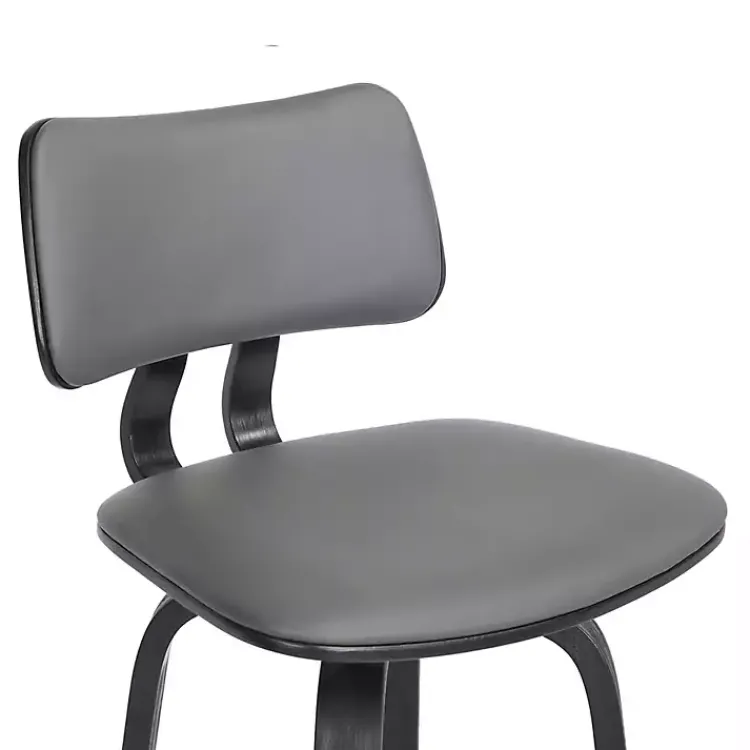 Bar Stools & Counter Height Stools-Kirklands Home Faux Leather Pico Swivel Counter Stool Gray