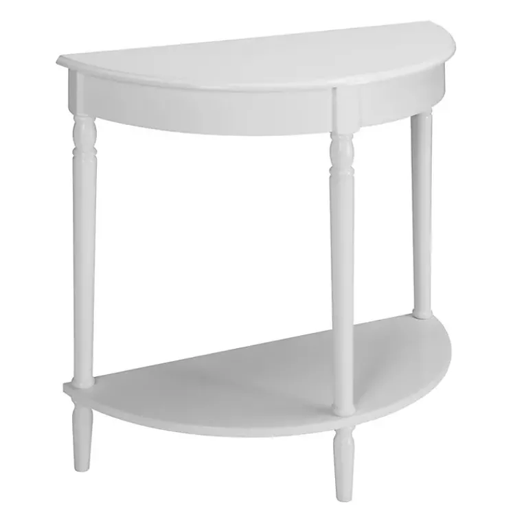Console Tables-Kirklands Home French Country Half Round Console Table White