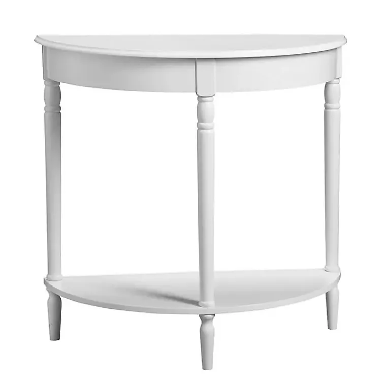 Console Tables-Kirklands Home French Country Half Round Console Table White