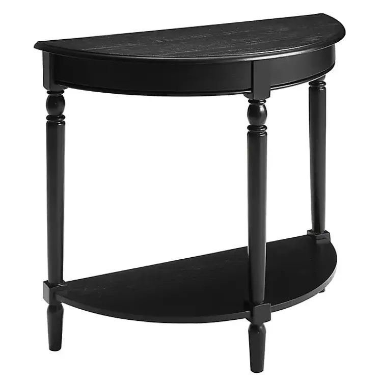 Console Tables-Kirklands Home French Country Half Round Console Table Black