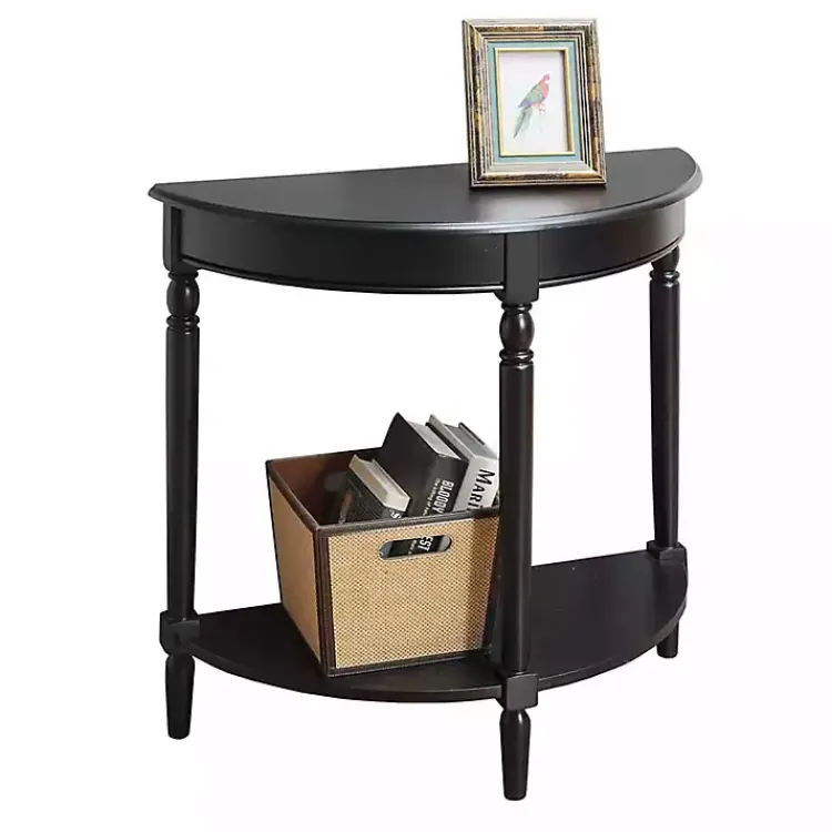 Console Tables-Kirklands Home French Country Half Round Console Table Black
