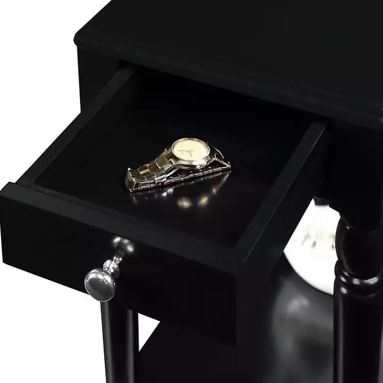 Accent & End Tables-Kirklands Home French Country Single Drawer Accent Table Black