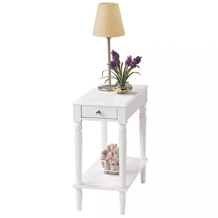 Accent & End Tables-Kirklands Home French Country Single Drawer Accent Table White