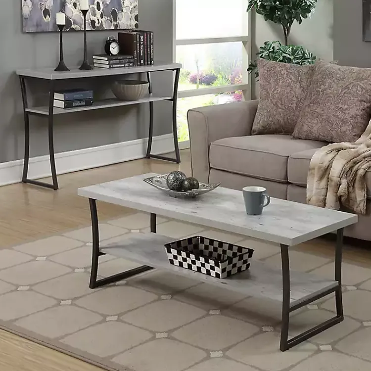 Coffee Tables-Kirklands Home Graywash Joanne Coffee Table Black
