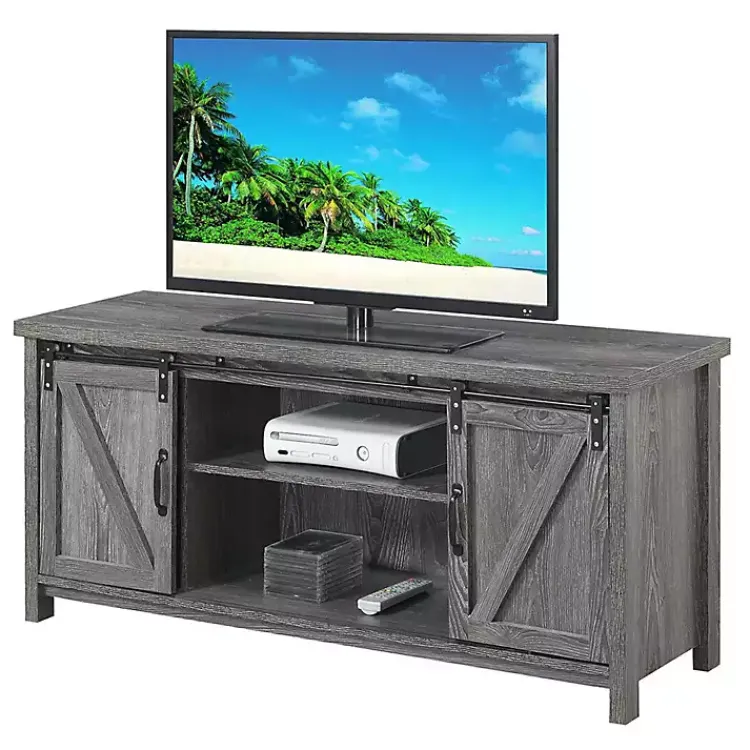 Tv Stands & Media Consoles-Kirklands Home wash Russ Barn Door Media Cabinet Gray