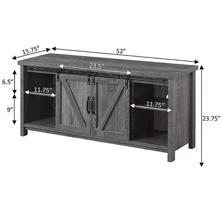 Tv Stands & Media Consoles-Kirklands Home wash Russ Barn Door Media Cabinet Gray
